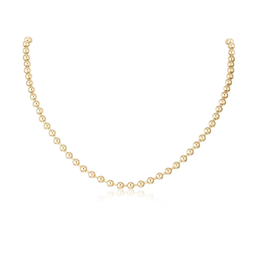 4mm Gold Bead Necklace in 14K Yellow Gold | JJ Jewelry Miami