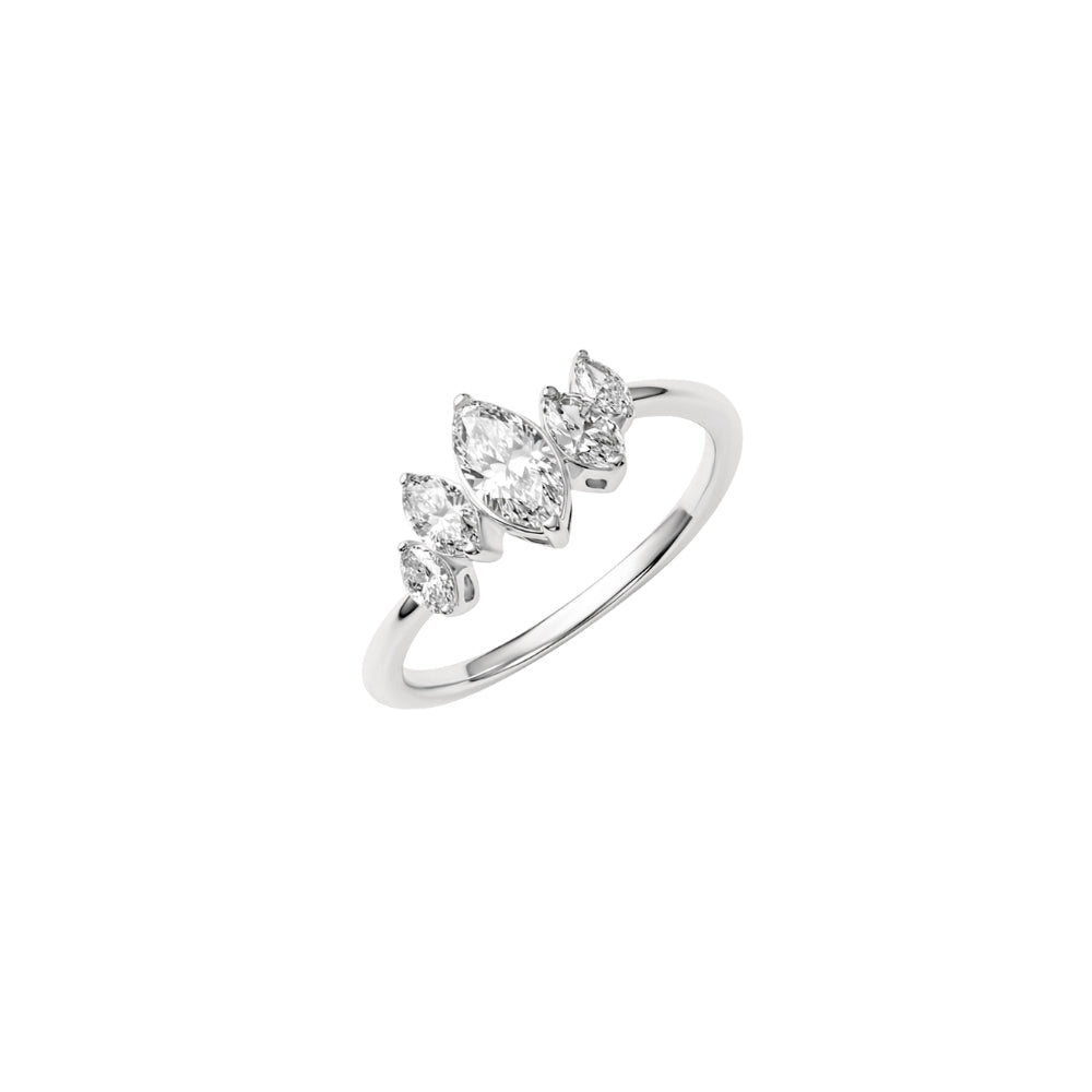 Five-Stone Marquise Diamond Stackable Ring in 14K Gold