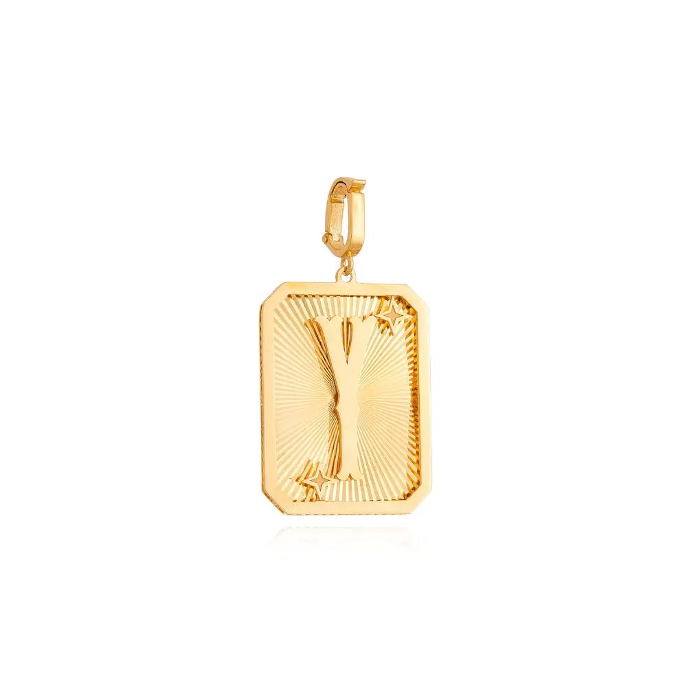 LETTER MEDAL GOLD PEND 4.4G 18KY Princess Jewelry Shop