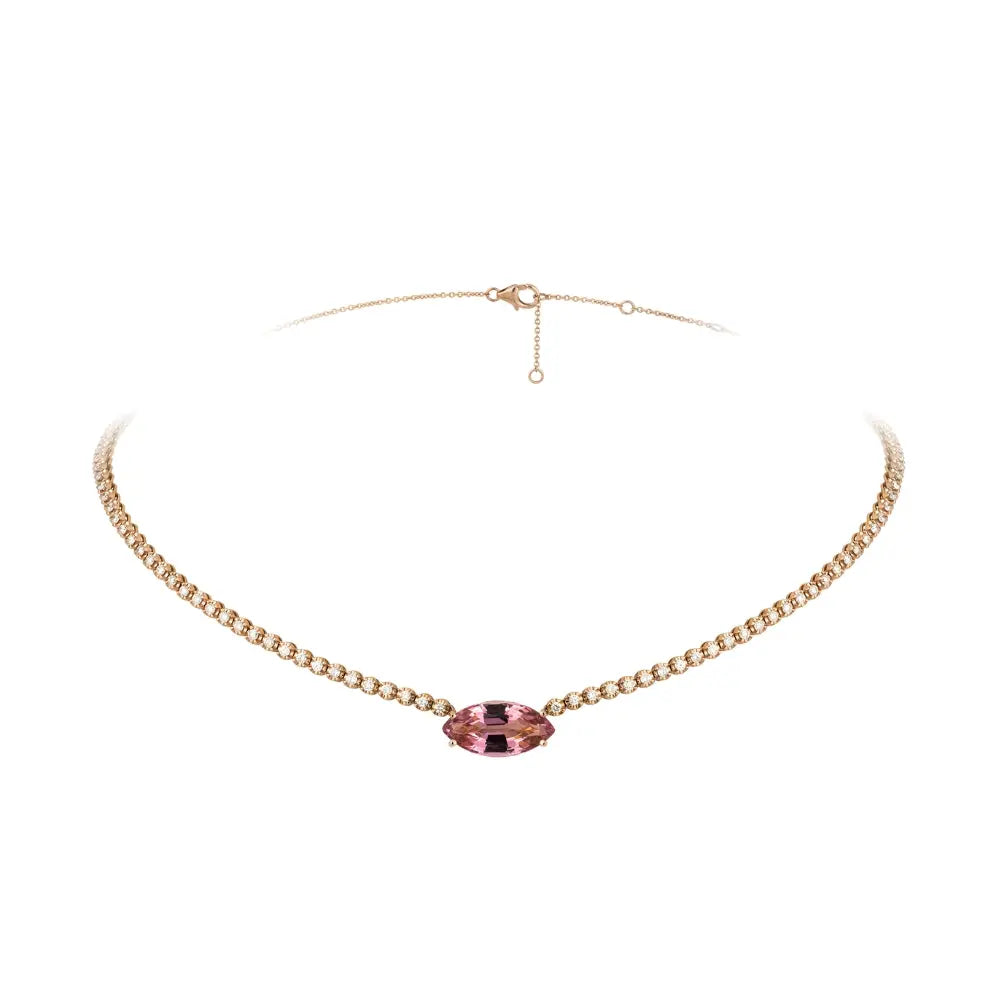 Lala Pink Tourmaline and Diamond Necklace Princess Jewelry Shop