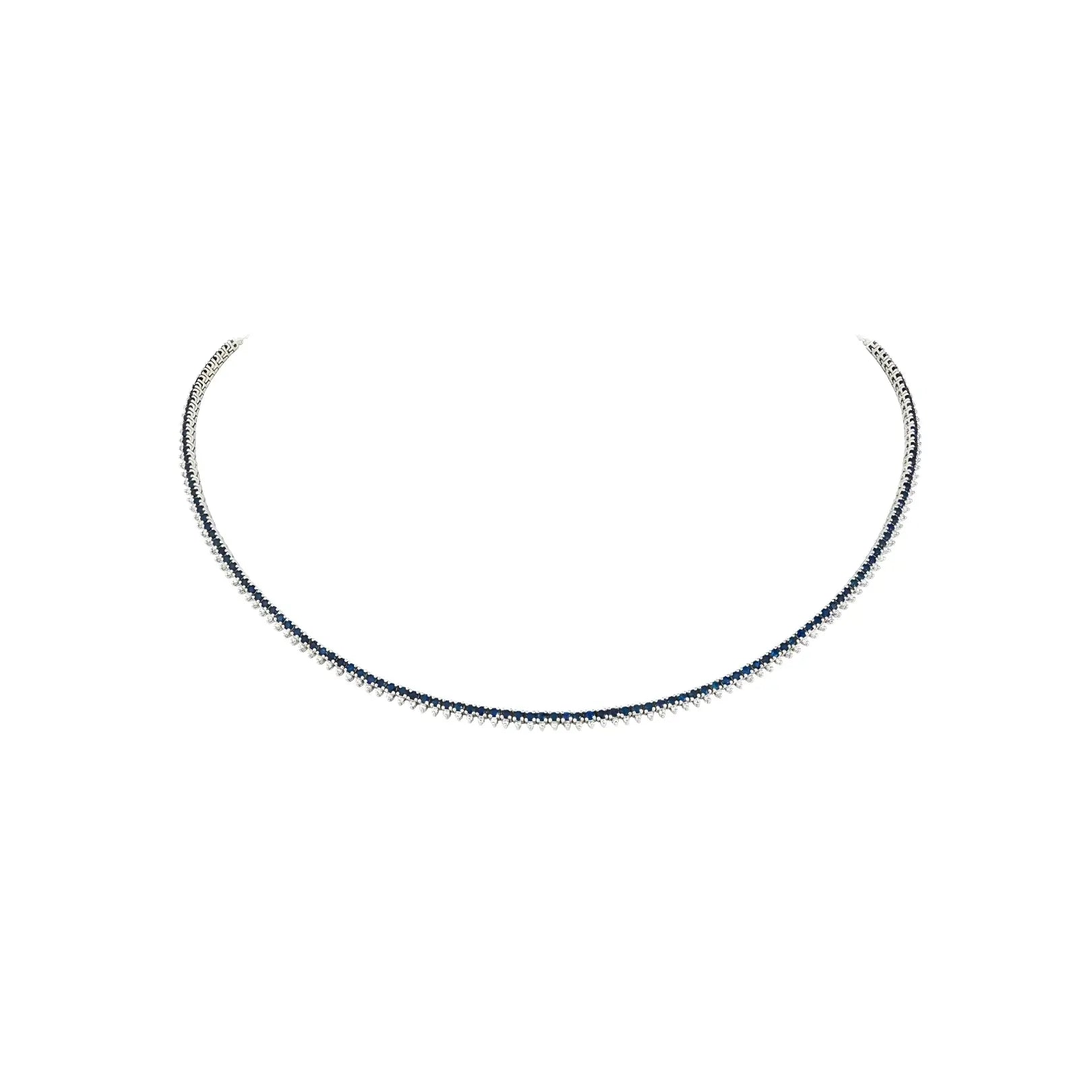 Lorena Blue Sapphire Tennis Necklace 18K | JJ Jewelry Miami