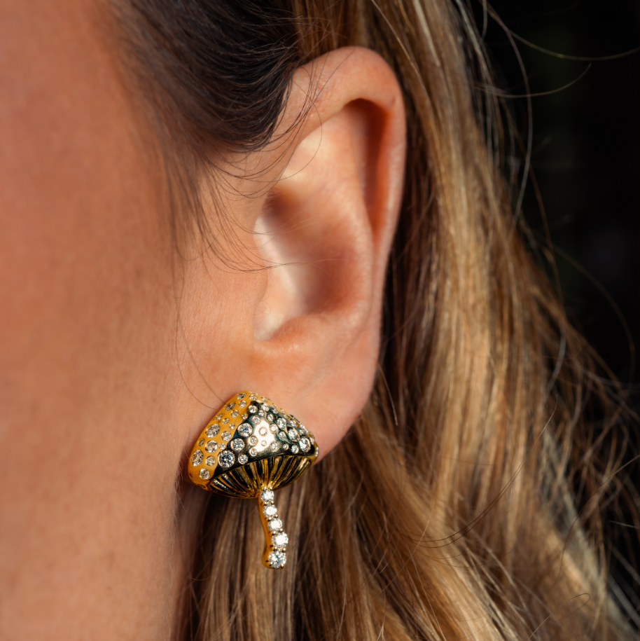 Magic Mushroom Diamond Studs by Alessa Rocks
