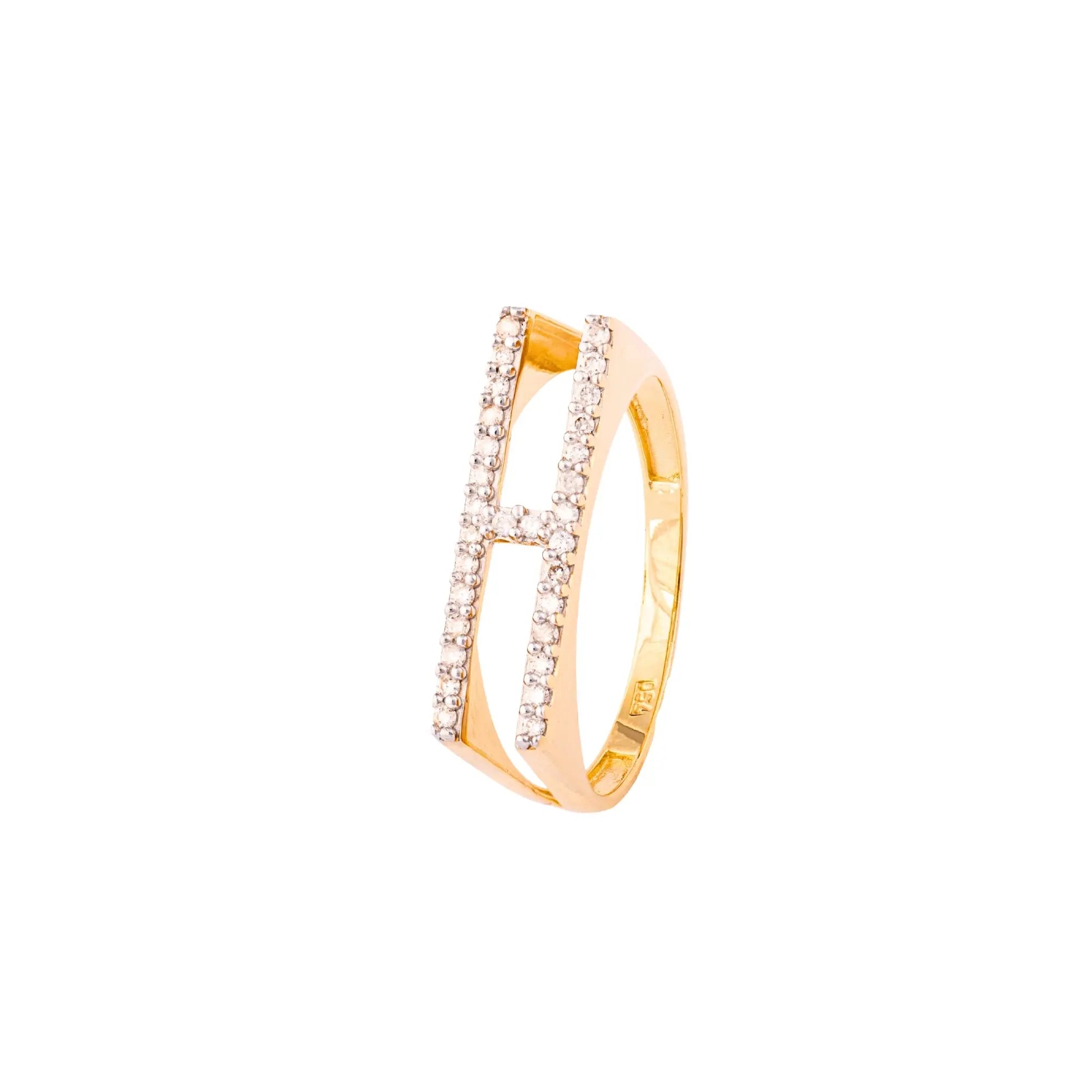 LETTER GOLD DIA RING 18KY Princess Jewelry Shop