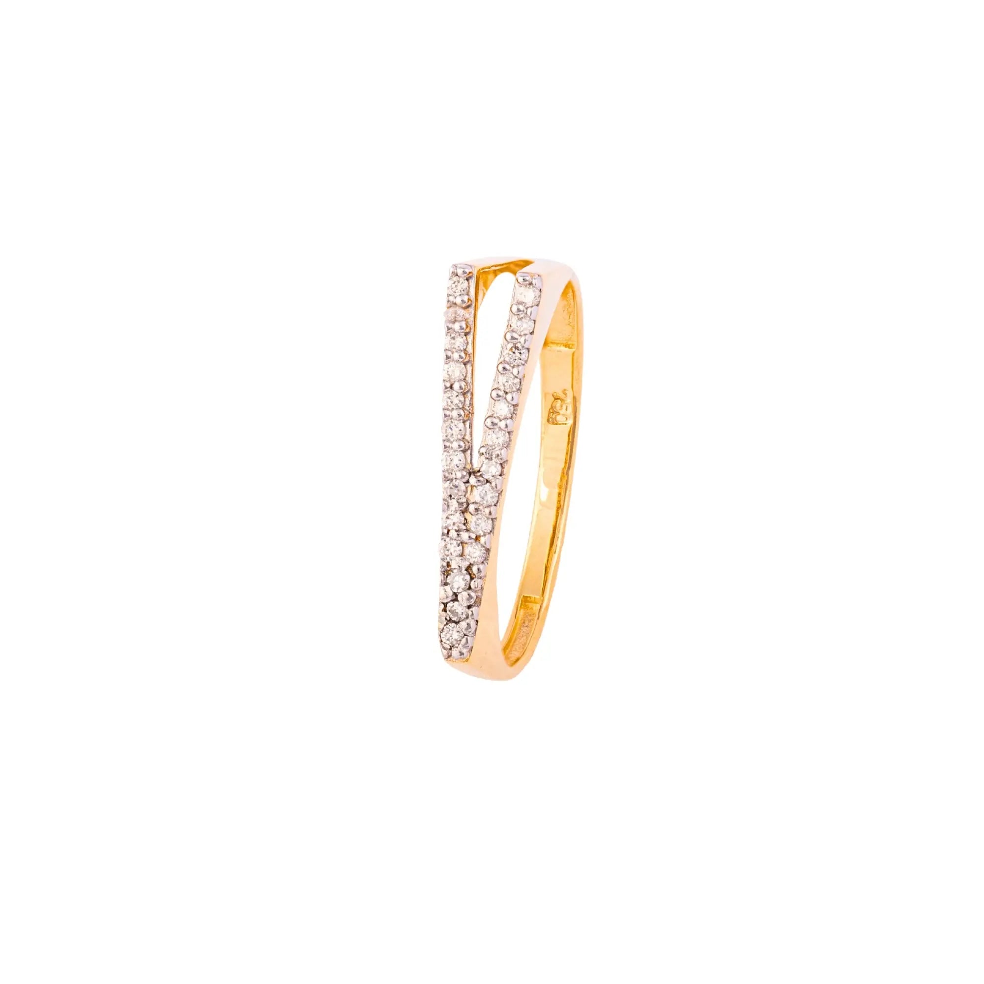 LETTER GOLD DIA RING 18KY Princess Jewelry Shop