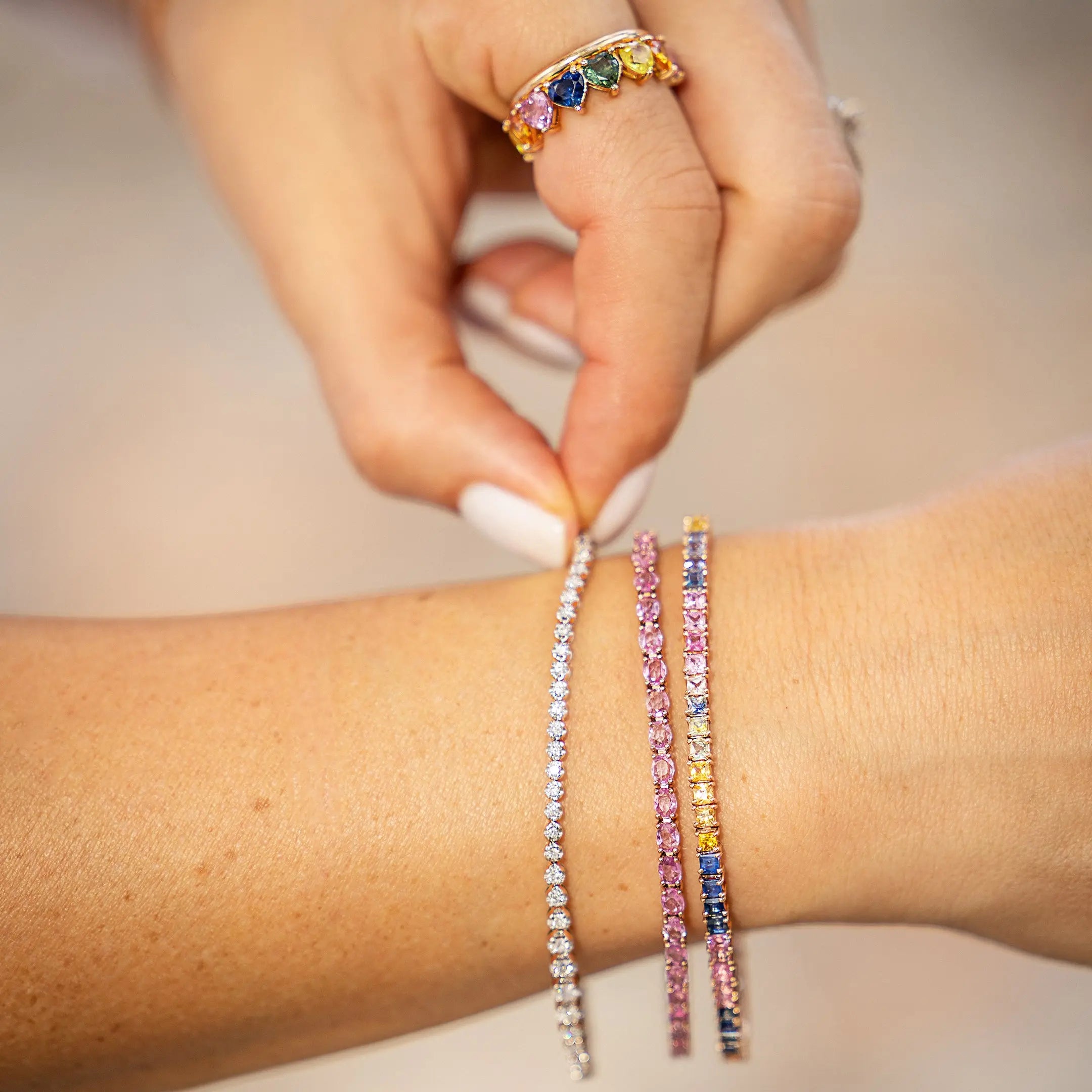 Rainbow Sapphire Tennis Bracelet-Princess Jewelry Shop