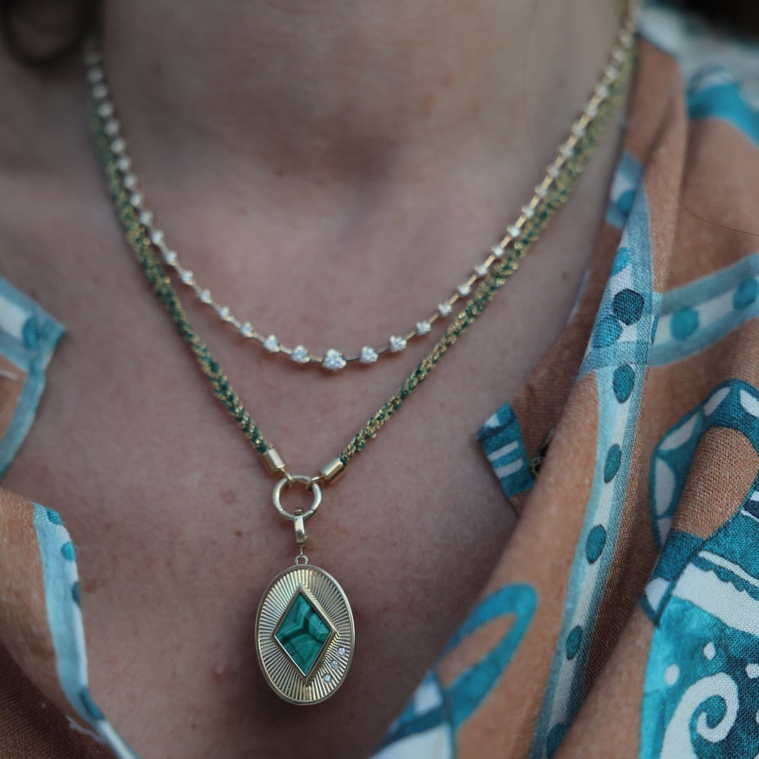Silk Wire Necklace with Silver Connect in 14K Yellow Gold