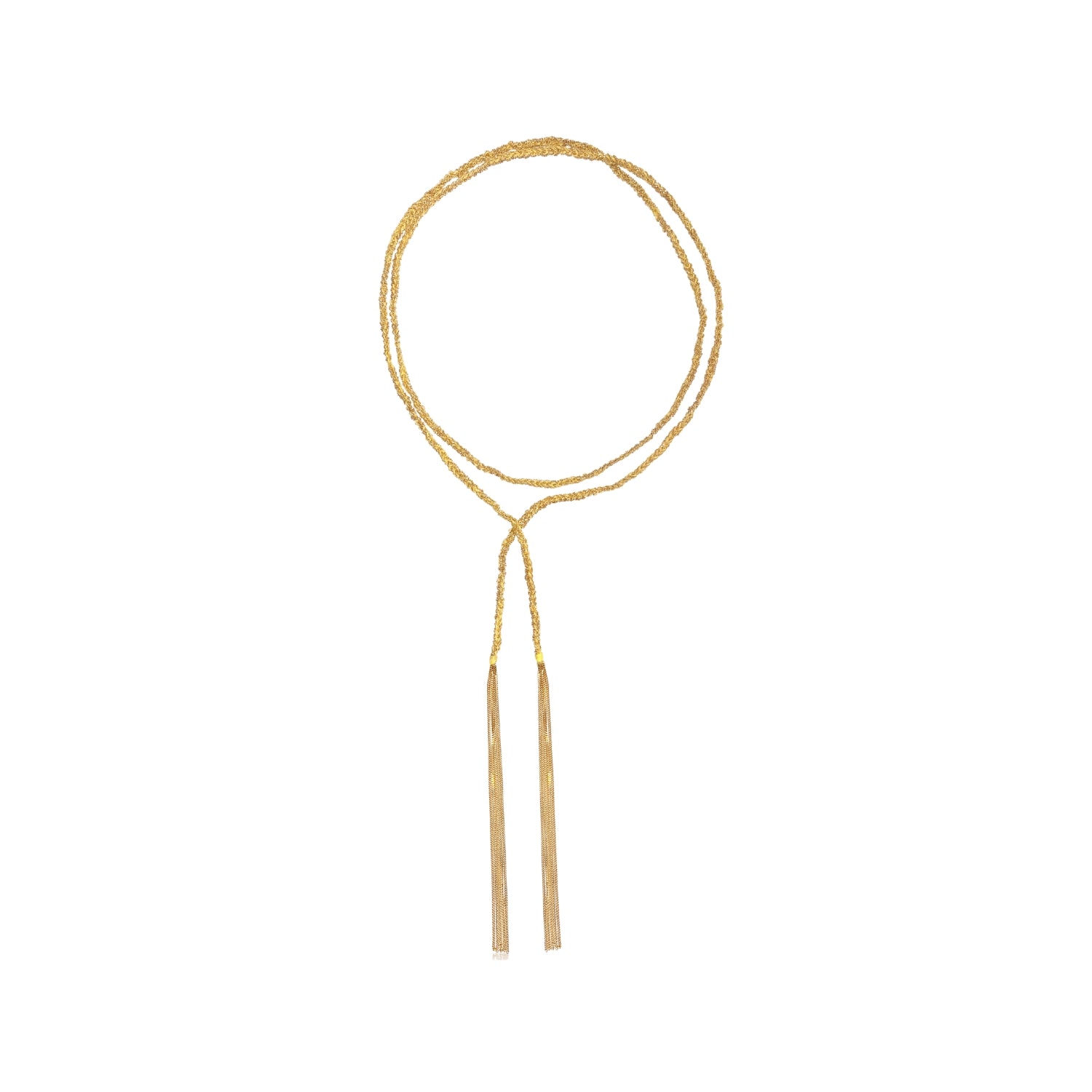 Silk Wire Scarf Necklace in Silver Dipped Yellow Gold