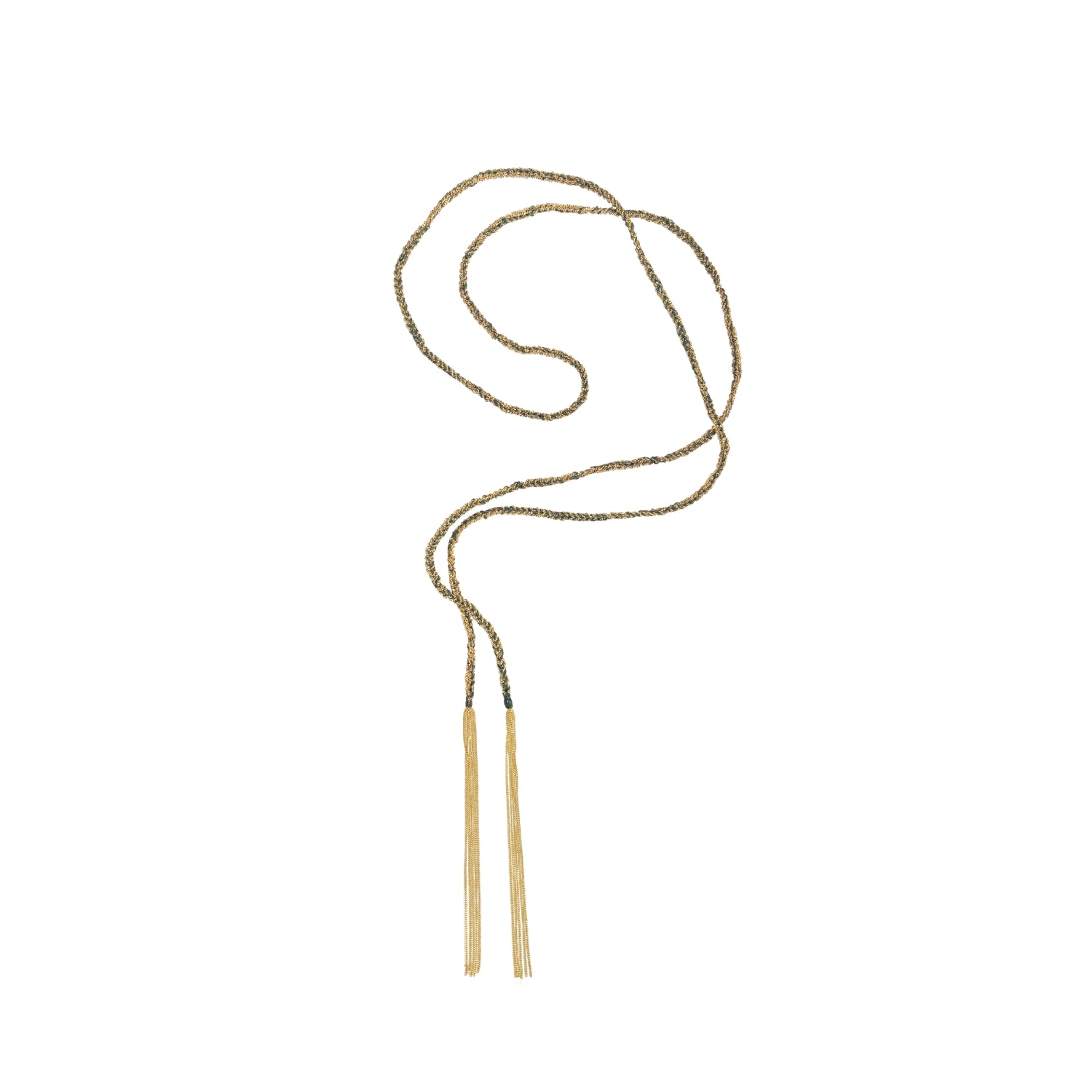 Silk Wire Scarf Necklace in Silver Dipped Yellow Gold