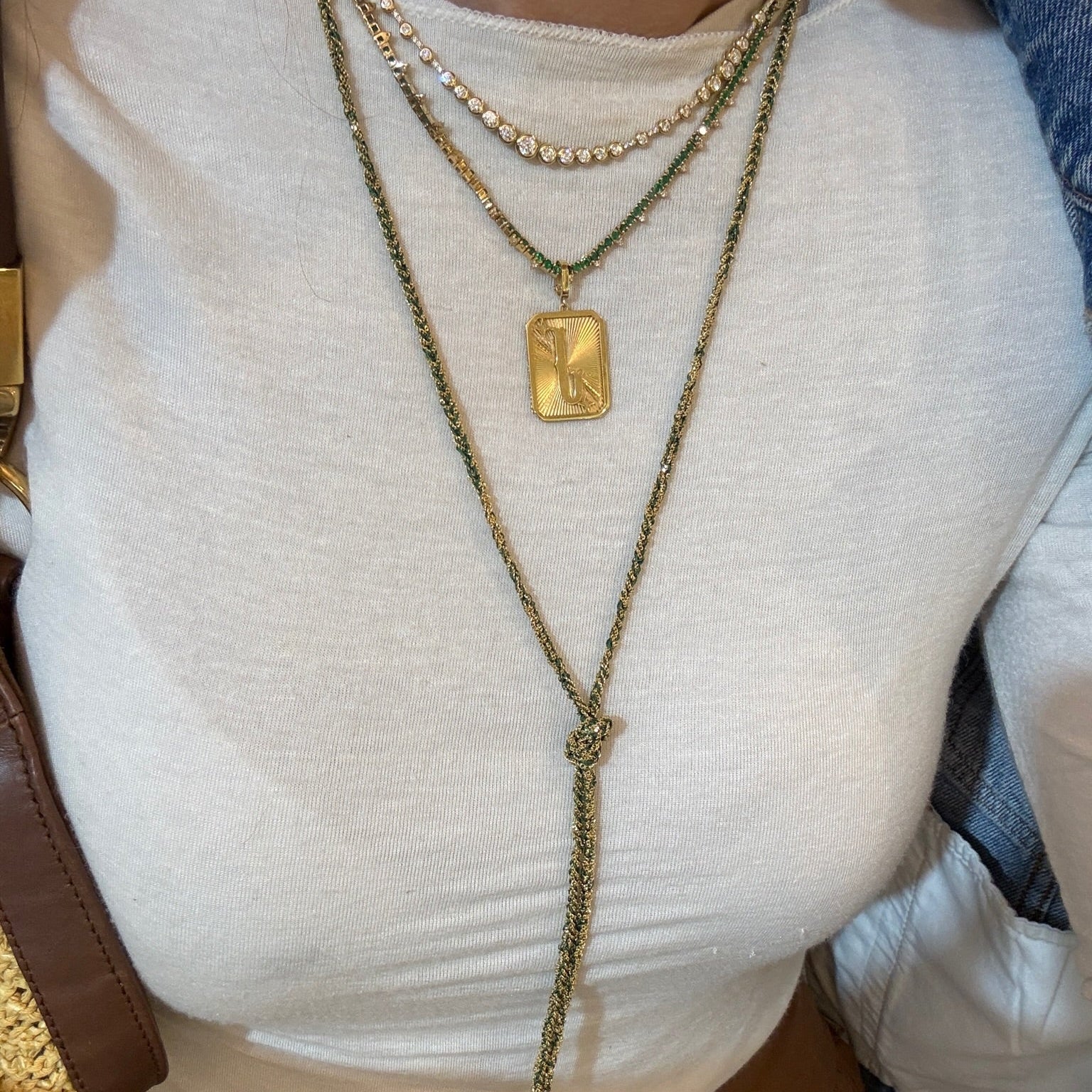 Silk Wire Scarf Necklace in Silver Dipped Yellow Gold