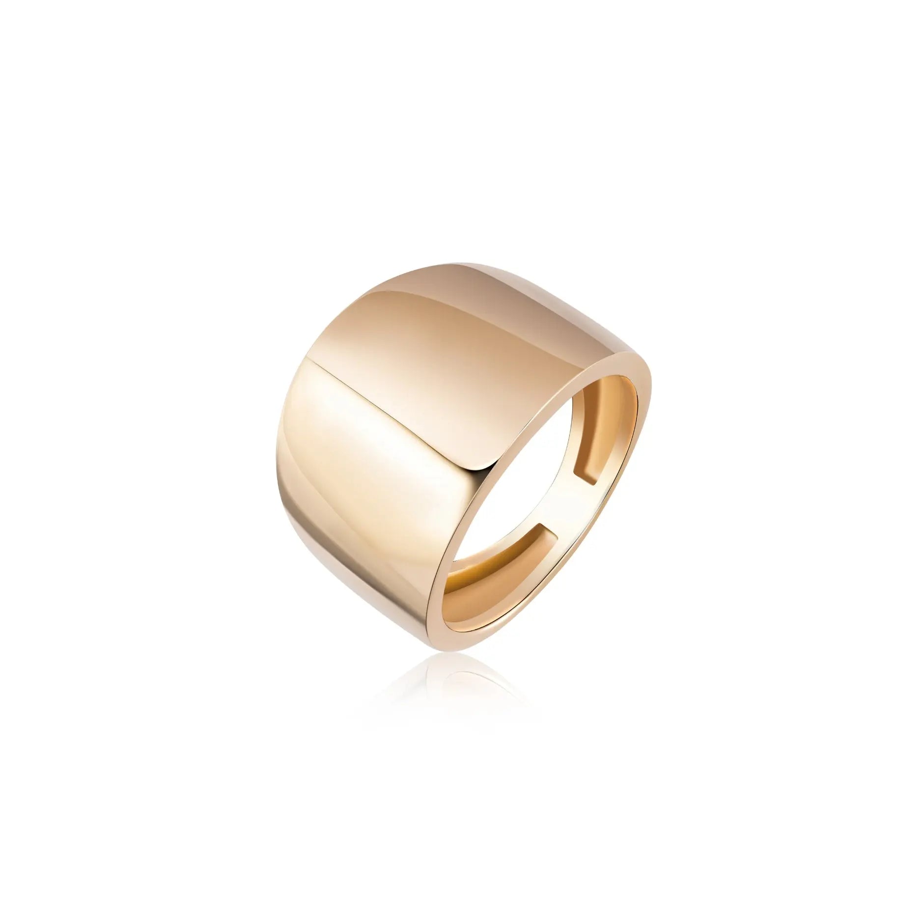 Wide Cigar Band Ring in 14K Yellow Gold | JJ Jewelry Miami