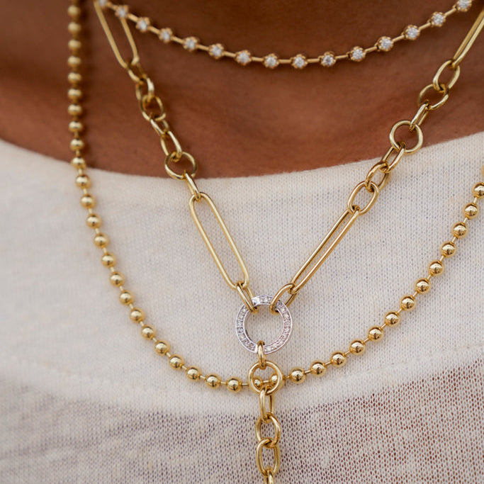 3mm Polished Bead Chain Necklace in 14K Yellow Gold