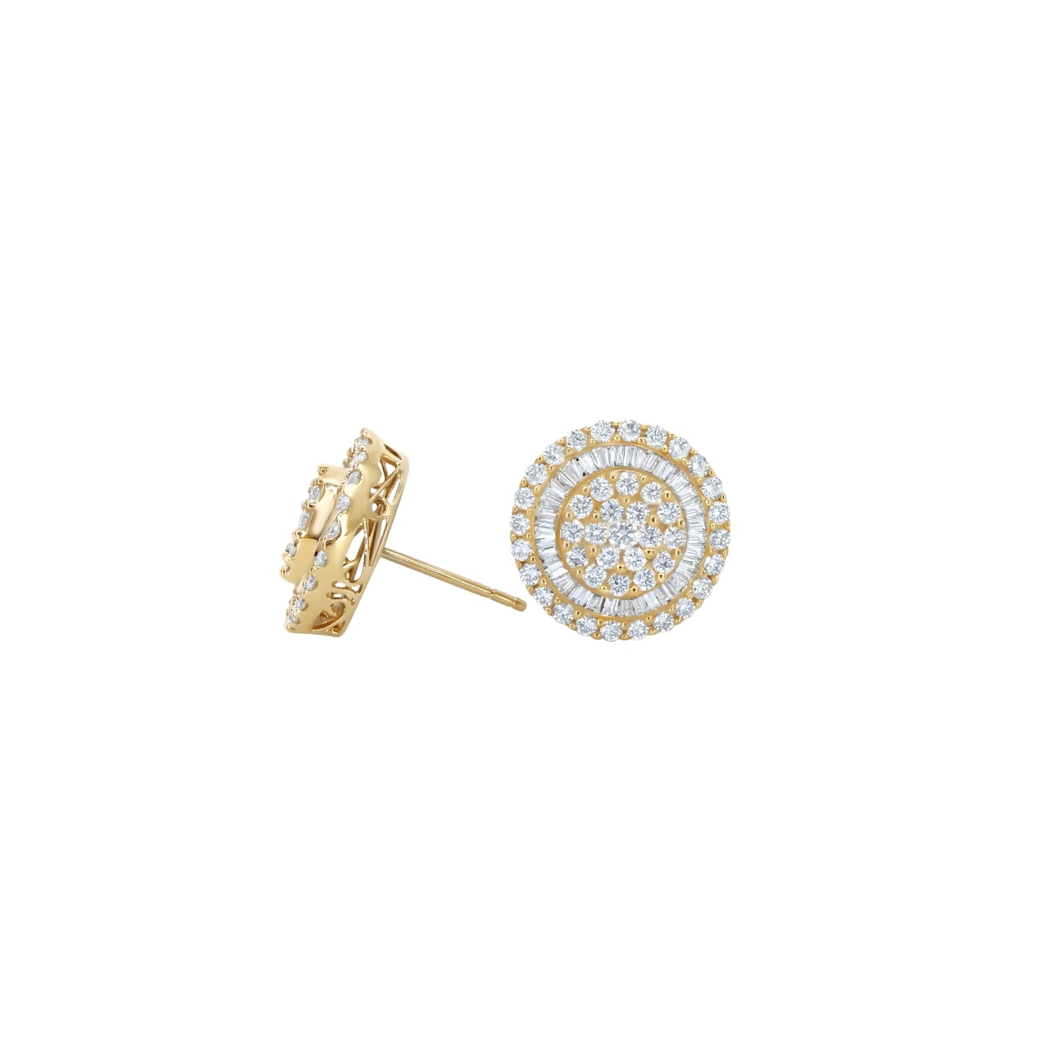 Diamond Cluster Stud Earrings in 18K Yellow Gold