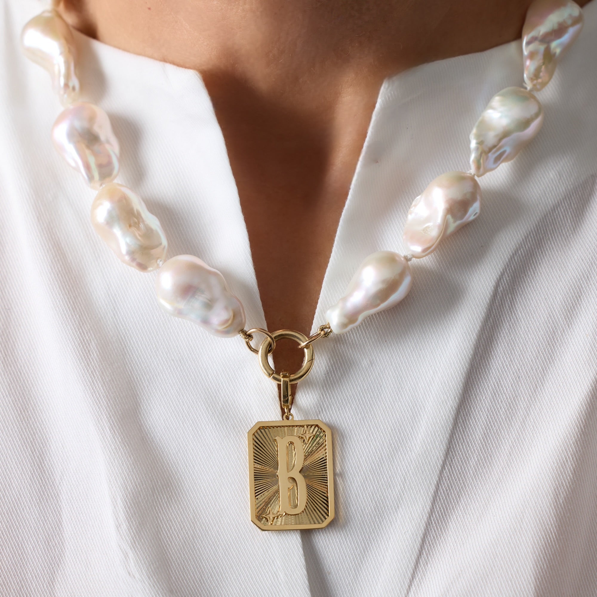 Gold Letter Medal Diamond Pendant