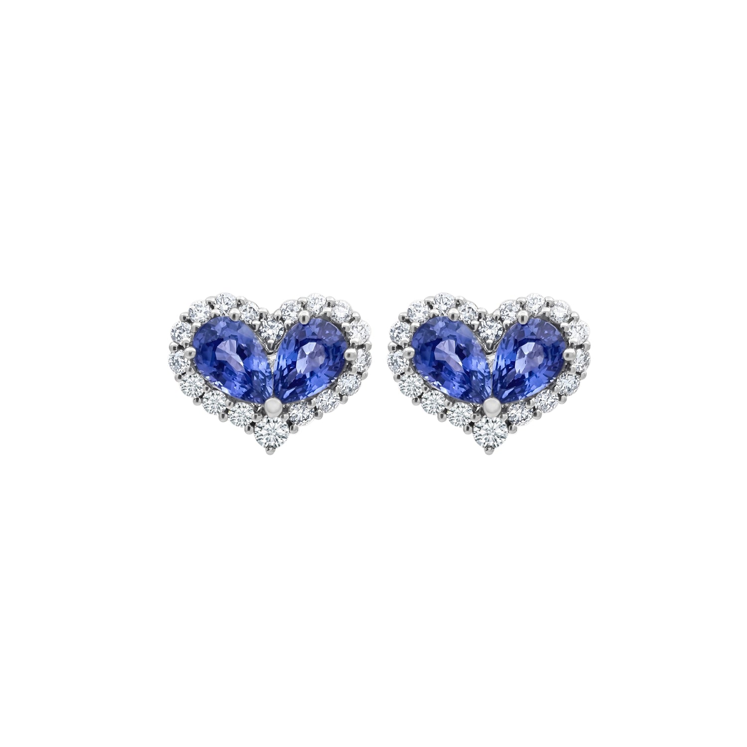 Heart Diamond Frame Earrings with Gemstone Center