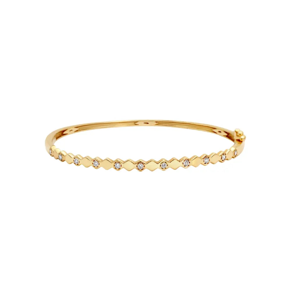   HONEYCOMB DIAMOND YG HALF BANGLE D0.25CT 14KY Princess Jewelry Shop