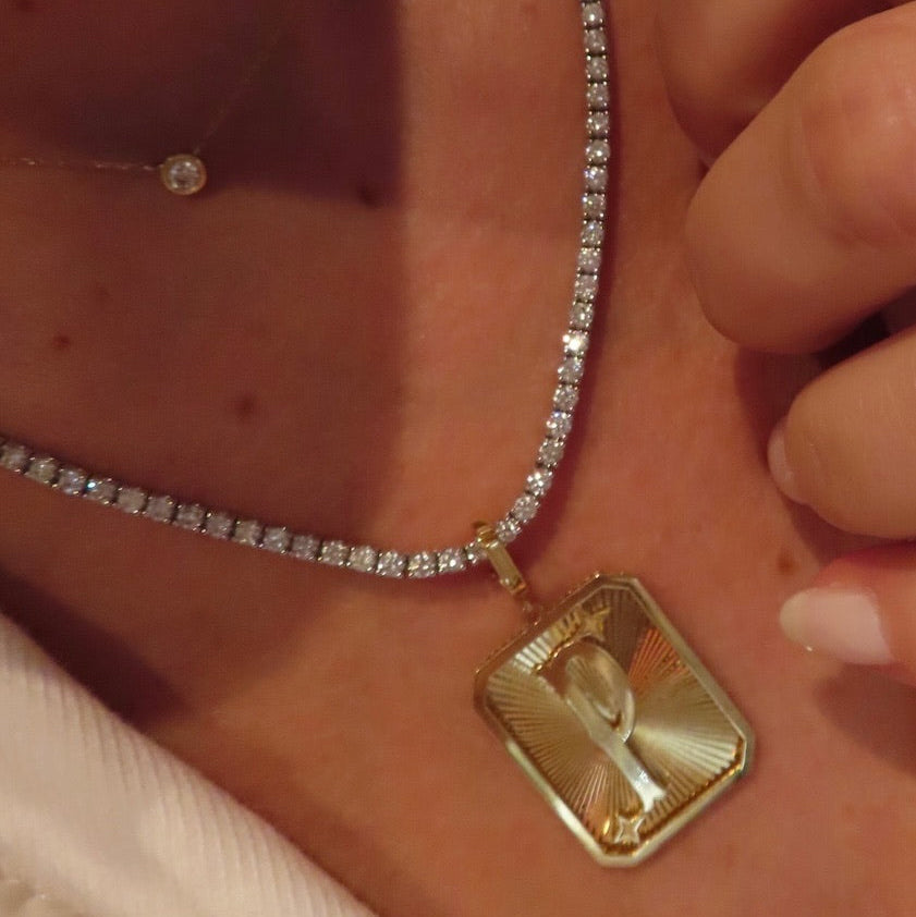 Gold Letter Medal Diamond Pendant