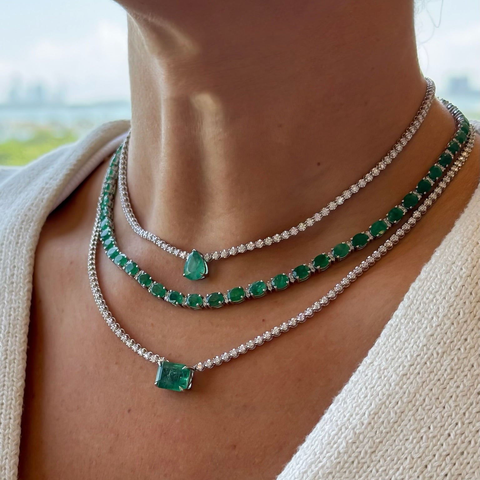 Jessica Emerald and Diamond Full Necklace