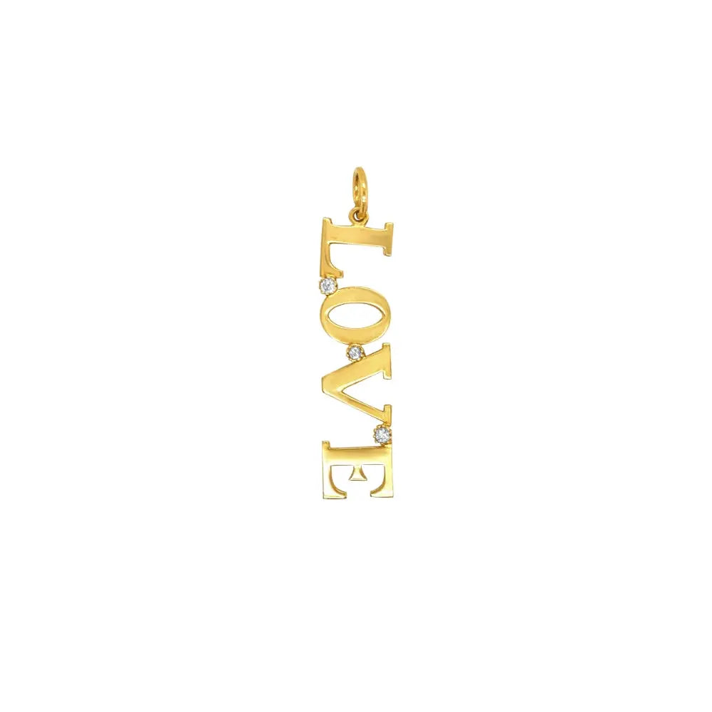 Minimalist LOVE diamond pendant in polished white gold with brilliant-cut diamonds by JJ Jewelry