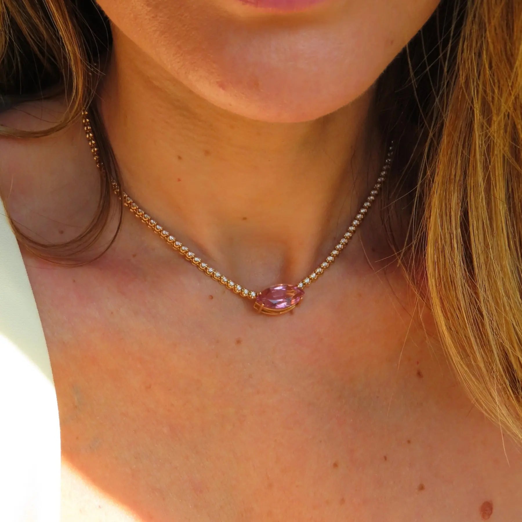   Lala Pink Tourmaline and Diamond Necklace Princess Jewelry Shop