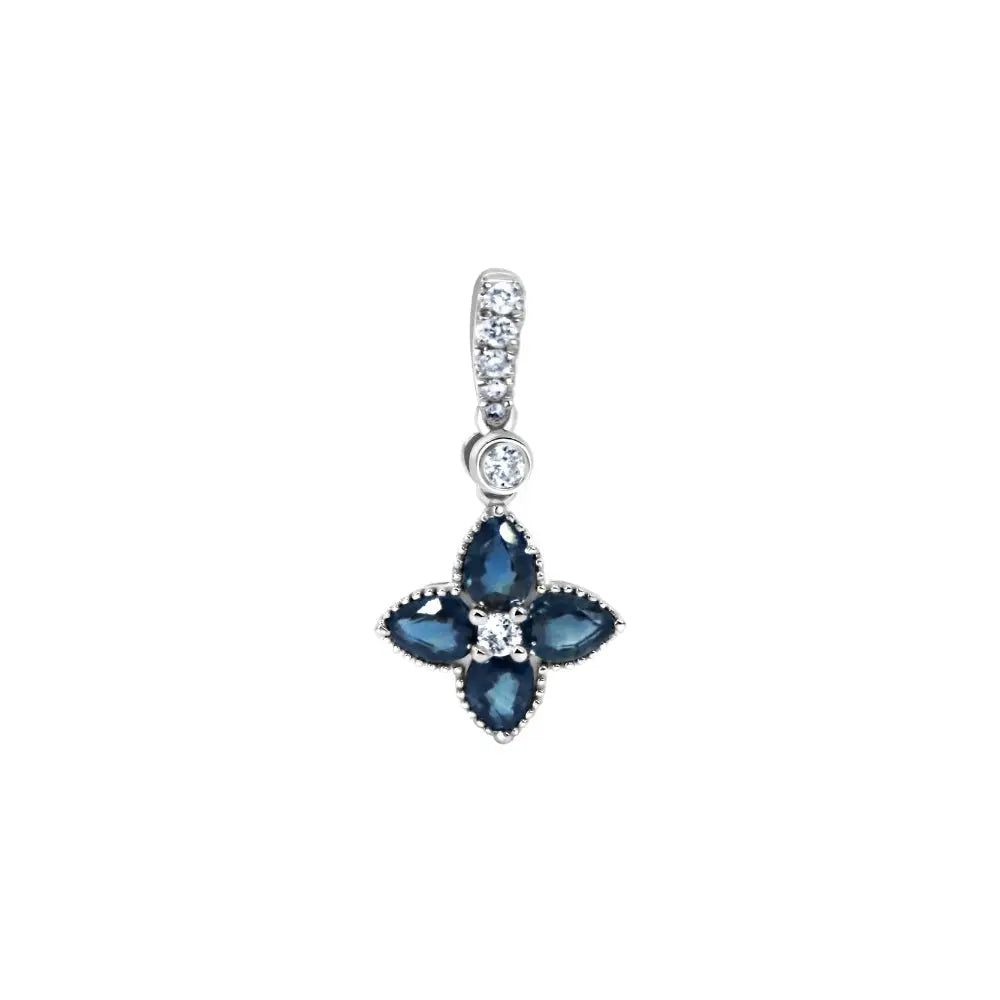   Mini Floral Pendant with Emerald or Ruby and Diamonds in Yellow Gold Princess Jewelry Shop