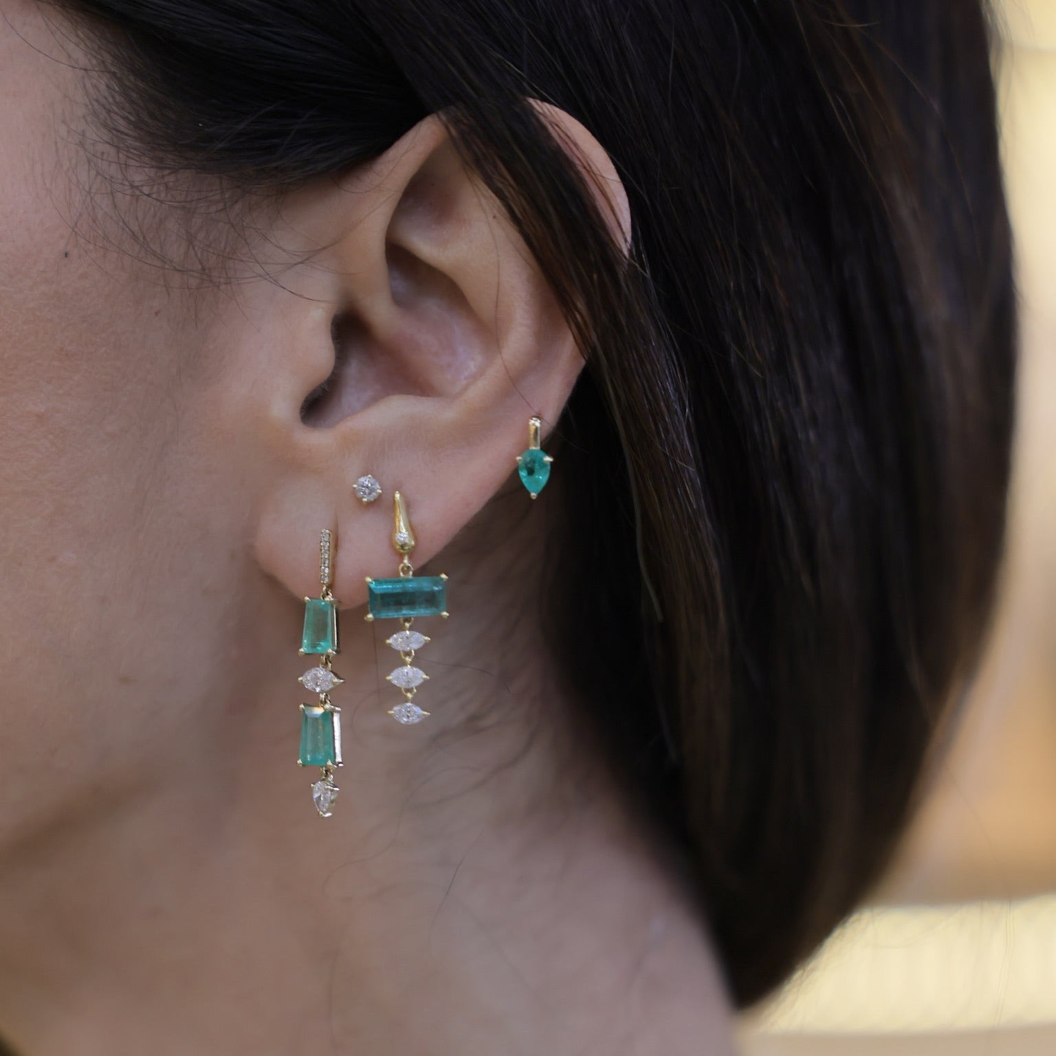 Pear-Shaped Gemstone Drop Earrings in 18K Yellow Gold
