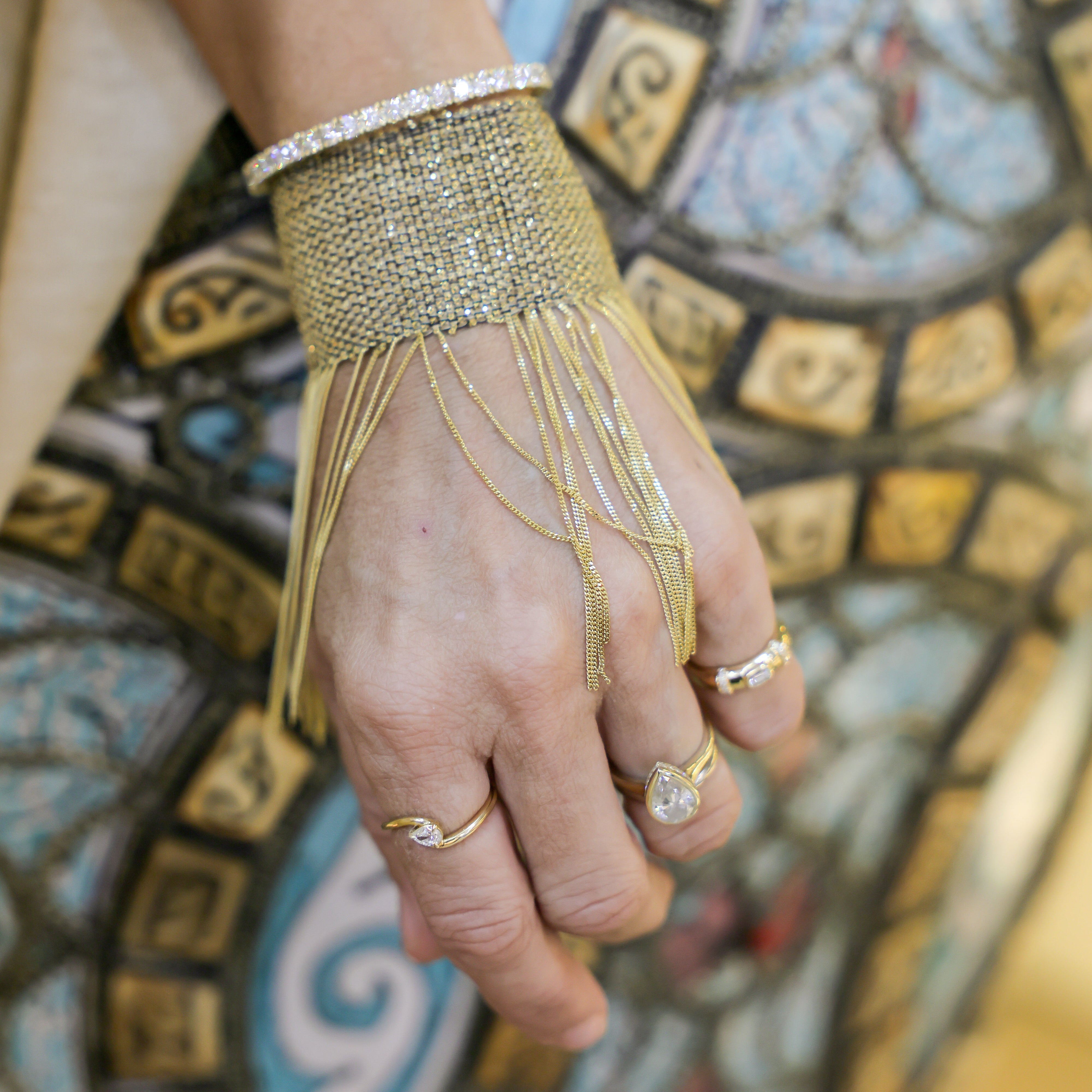 Silk Wire Fringe Bracelet in Yellow Gold-Dipped Silver