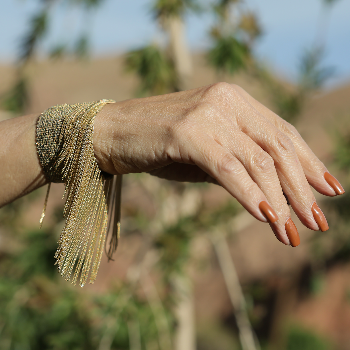 Silk Wire Fringe Bracelet in Yellow Gold-Dipped Silver