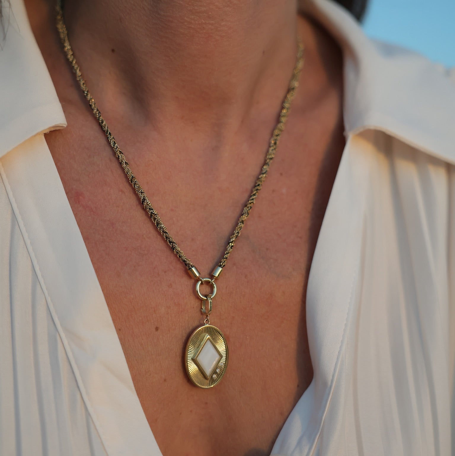 Silk Wire Necklace with Silver Connect in 14K Yellow Gold