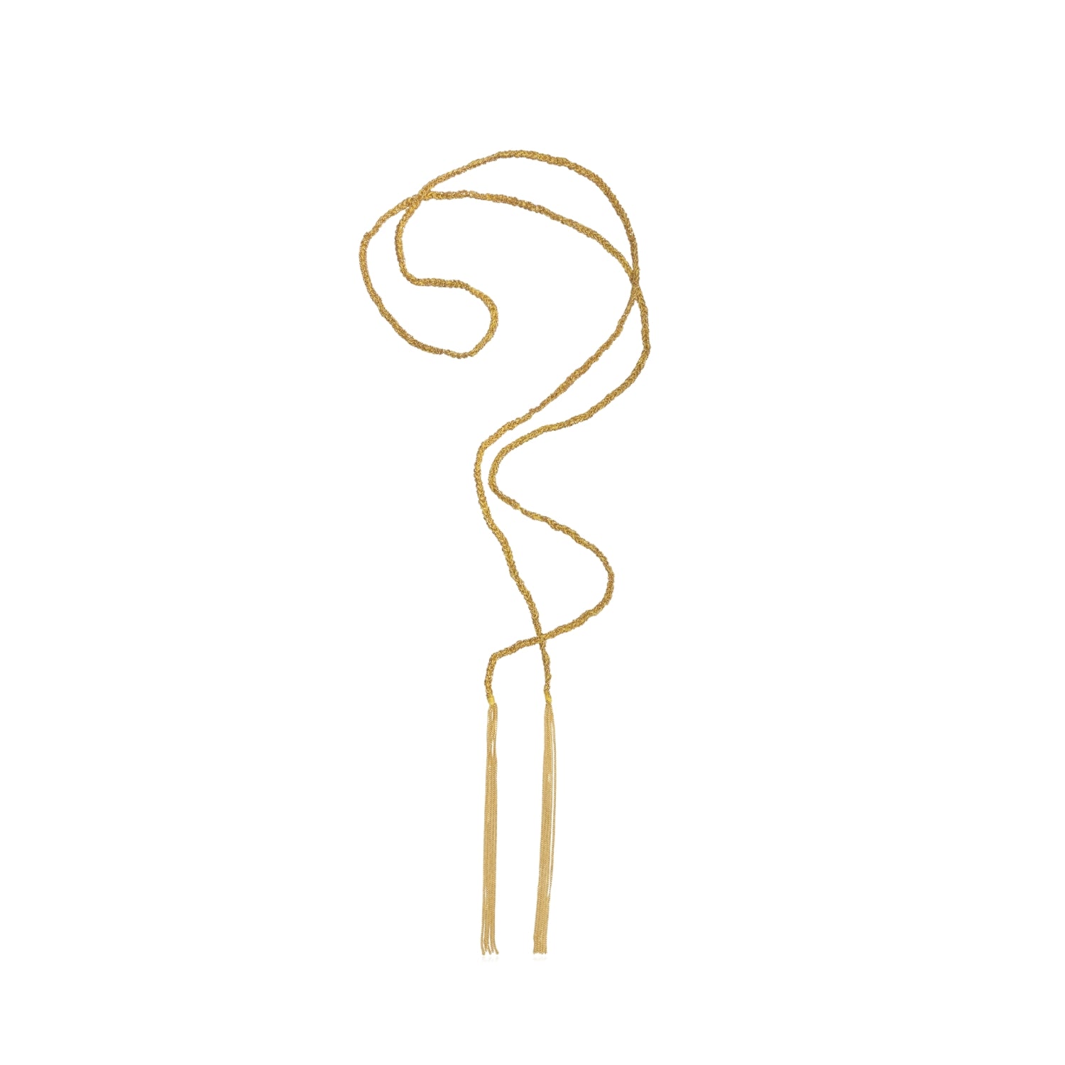Silk Wire Scarf Necklace in Silver Dipped Yellow Gold