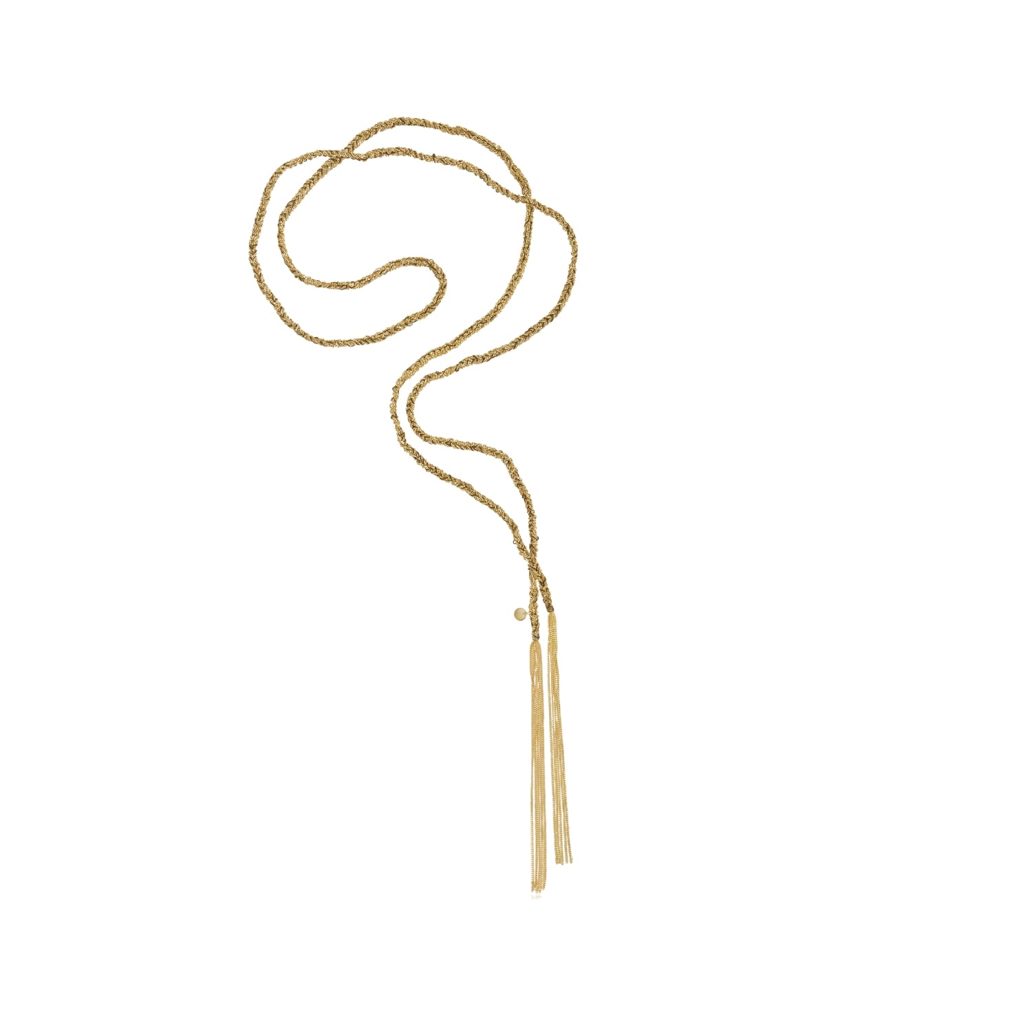 Silk Wire Scarf Necklace in Silver Dipped Yellow Gold