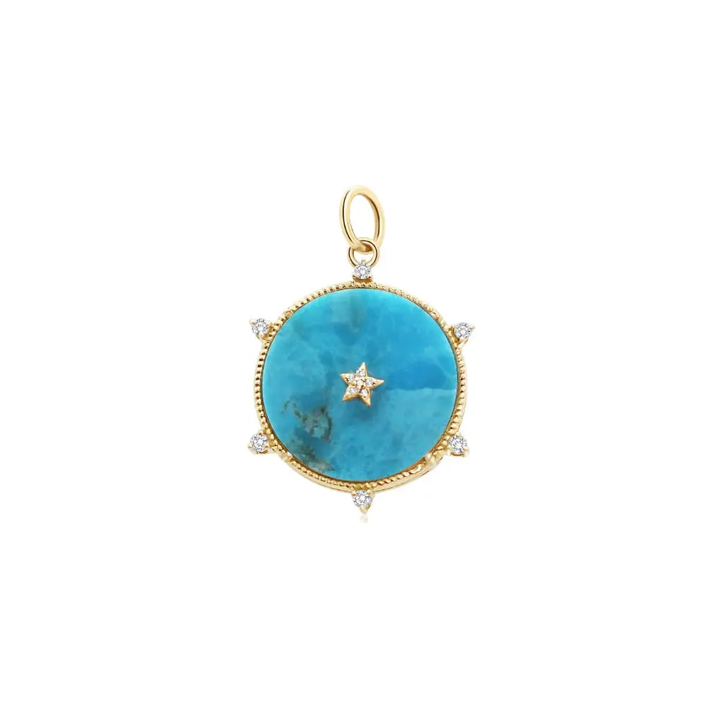   TURQ STAR DIA PEND 14KY D0.1 20MM Princess Jewelry Shop